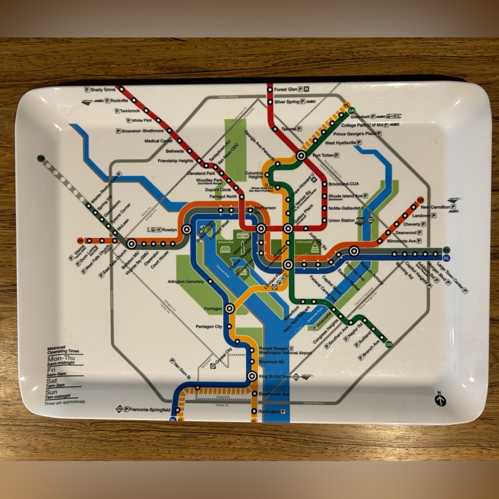 DC Metro Map Melamine Tray